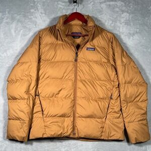 Patagonia‎ Jacket Mens Medium Brown Silent Down Puffer *FLAW